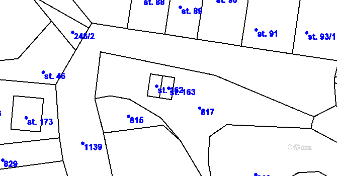 Parcela st. 163 v KÚ Hořešovice, Katastrální mapa
