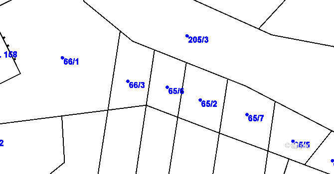 Parcela st. 65/6 v KÚ Hořešovice, Katastrální mapa