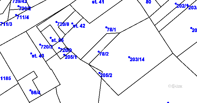 Parcela st. 78/2 v KÚ Hořešovice, Katastrální mapa