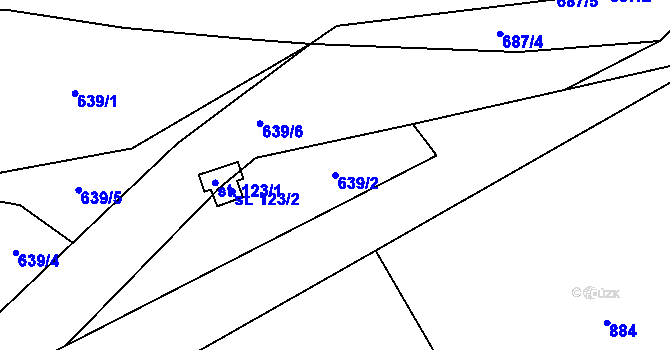 Parcela st. 639/2 v KÚ Hořešovice, Katastrální mapa