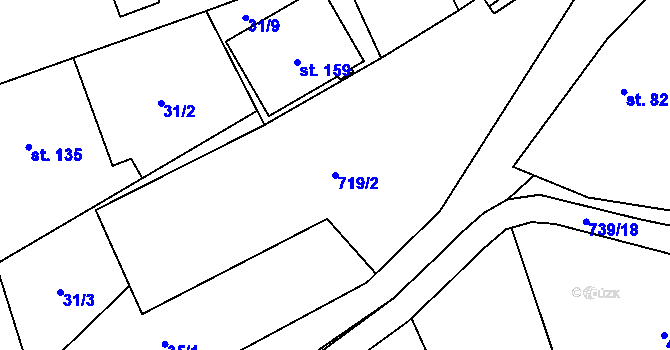 Parcela st. 719/2 v KÚ Hořešovice, Katastrální mapa