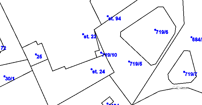 Parcela st. 719/10 v KÚ Hořešovice, Katastrální mapa
