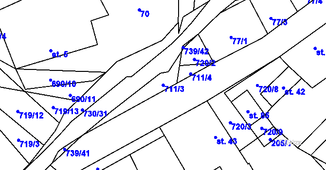 Parcela st. 711/3 v KÚ Hořešovice, Katastrální mapa