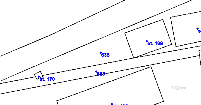 Parcela st. 635 v KÚ Hořešovice, Katastrální mapa
