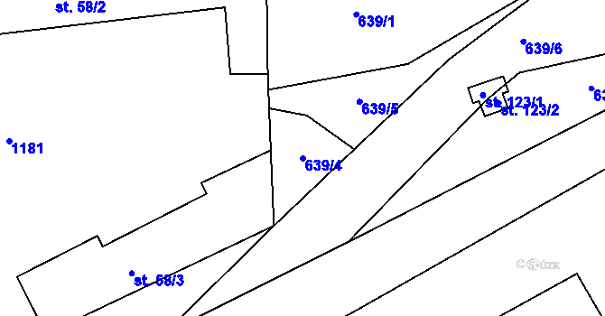 Parcela st. 639/4 v KÚ Hořešovice, Katastrální mapa