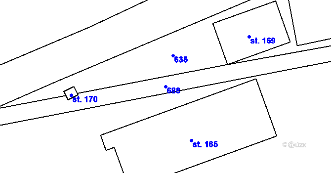 Parcela st. 688 v KÚ Hořešovice, Katastrální mapa