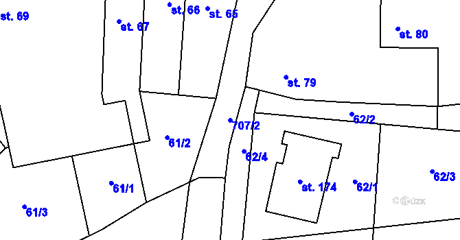 Parcela st. 707/2 v KÚ Hořešovice, Katastrální mapa