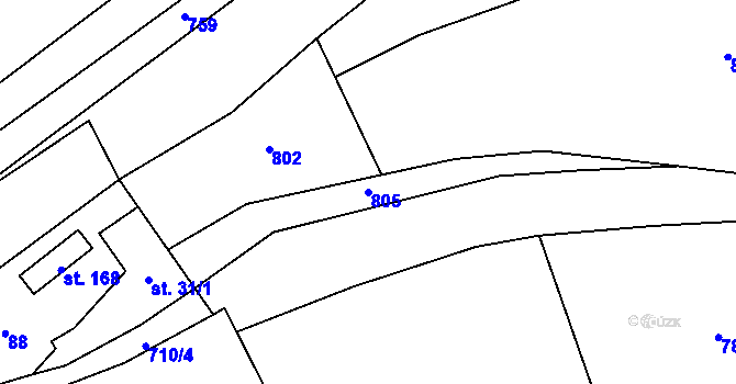 Parcela st. 805 v KÚ Hořešovice, Katastrální mapa