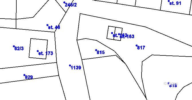 Parcela st. 815 v KÚ Hořešovice, Katastrální mapa