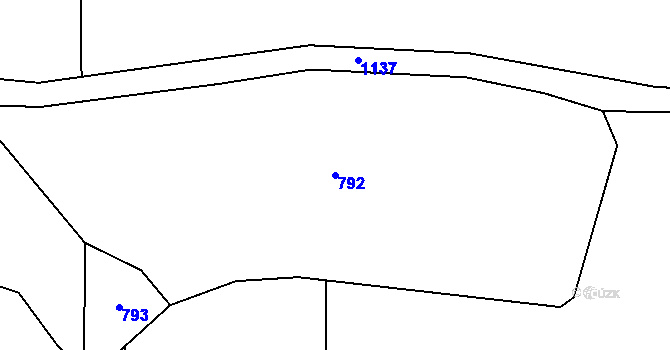 Parcela st. 792 v KÚ Hořešovice, Katastrální mapa