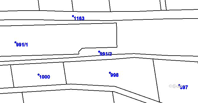 Parcela st. 991/2 v KÚ Hořešovice, Katastrální mapa