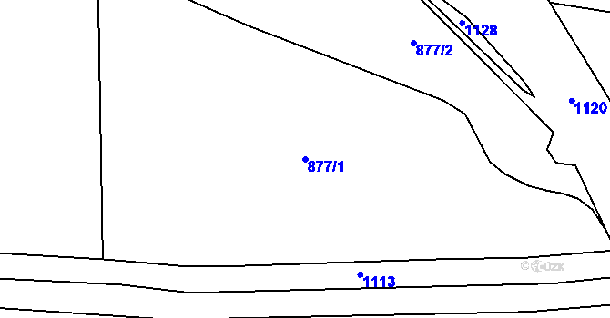Parcela st. 877/1 v KÚ Hořešovice, Katastrální mapa