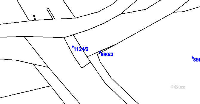 Parcela st. 890/3 v KÚ Hořešovice, Katastrální mapa