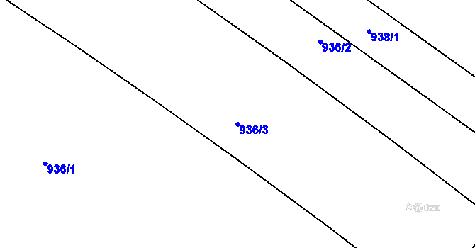 Parcela st. 936/3 v KÚ Hořešovice, Katastrální mapa