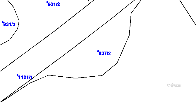 Parcela st. 937/2 v KÚ Hořešovice, Katastrální mapa