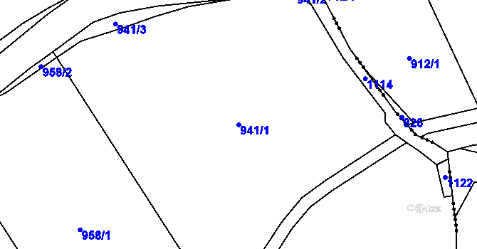 Parcela st. 941/1 v KÚ Hořešovice, Katastrální mapa