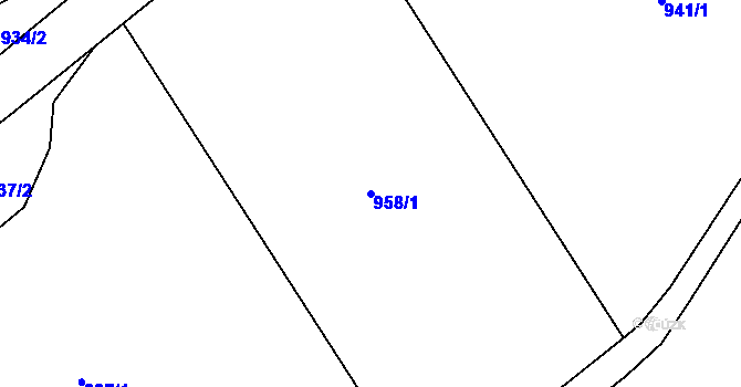 Parcela st. 958/1 v KÚ Hořešovice, Katastrální mapa