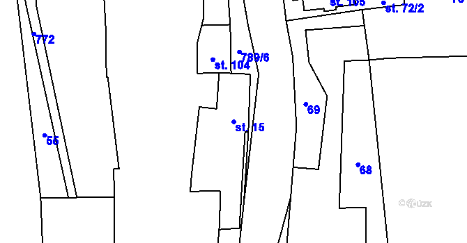 Parcela st. 15 v KÚ Hořešovičky, Katastrální mapa