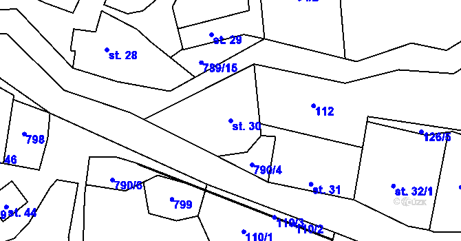 Parcela st. 30 v KÚ Hořešovičky, Katastrální mapa