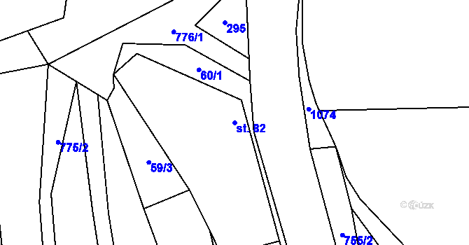 Parcela st. 82 v KÚ Hořešovičky, Katastrální mapa