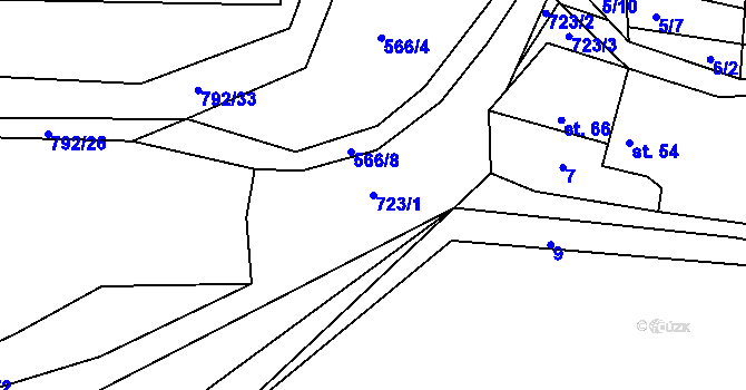 Parcela st. 723/1 v KÚ Hořešovičky, Katastrální mapa