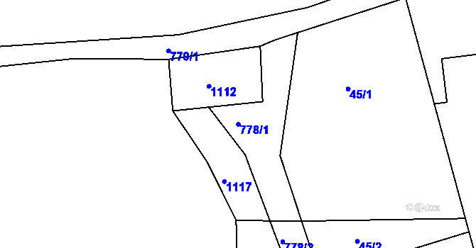 Parcela st. 778/1 v KÚ Hořešovičky, Katastrální mapa