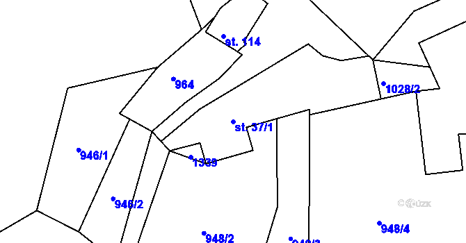 Parcela st. 37/1 v KÚ Hořetice, Katastrální mapa