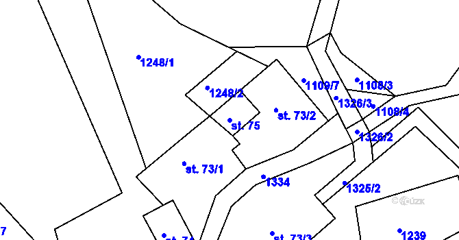 Parcela st. 75 v KÚ Hořetice, Katastrální mapa