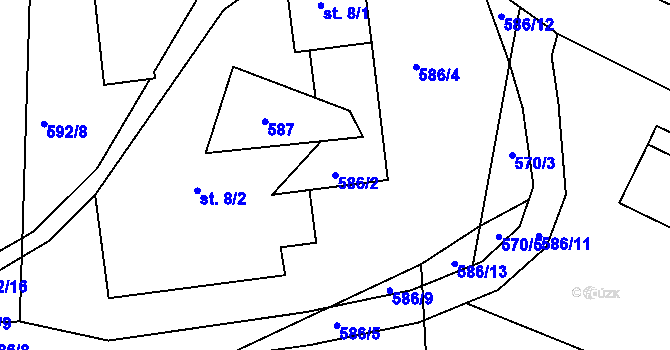 Parcela st. 586/2 v KÚ Hořetice, Katastrální mapa