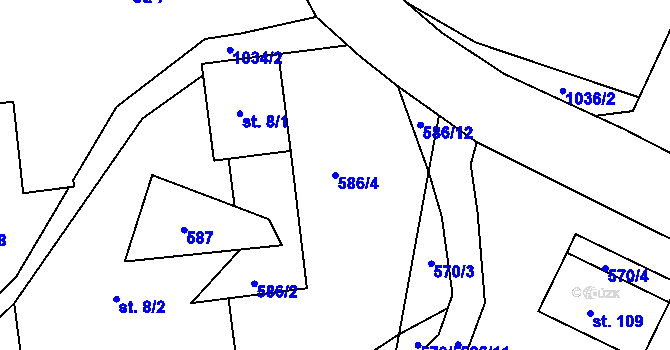 Parcela st. 586/4 v KÚ Hořetice, Katastrální mapa