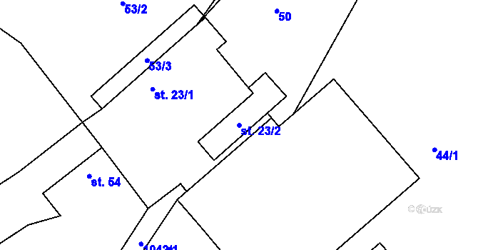Parcela st. 23/2 v KÚ Hořetice, Katastrální mapa