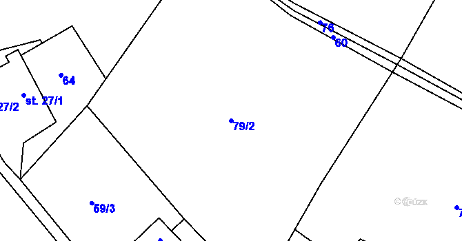 Parcela st. 79/2 v KÚ Hořetice, Katastrální mapa
