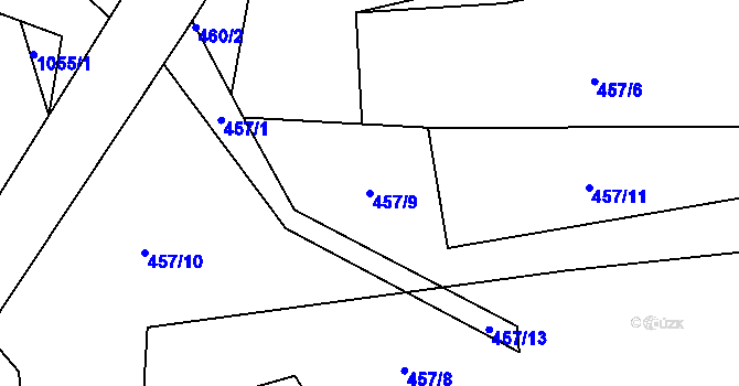 Parcela st. 457/9 v KÚ Hořetice, Katastrální mapa
