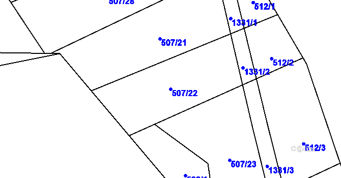Parcela st. 507/22 v KÚ Hořetice, Katastrální mapa