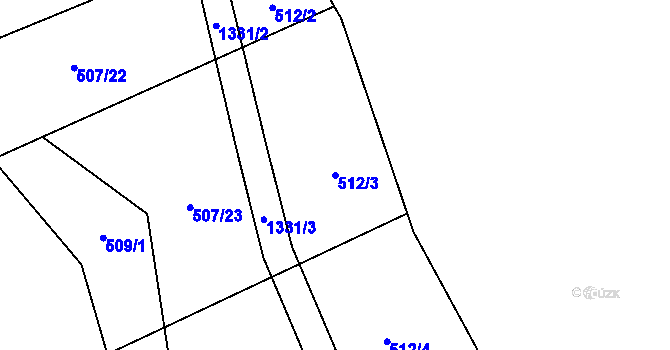 Parcela st. 512/3 v KÚ Hořetice, Katastrální mapa
