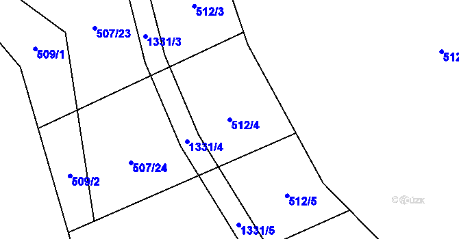 Parcela st. 512/4 v KÚ Hořetice, Katastrální mapa