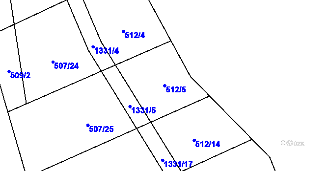 Parcela st. 512/5 v KÚ Hořetice, Katastrální mapa