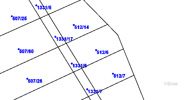 Parcela st. 512/6 v KÚ Hořetice, Katastrální mapa