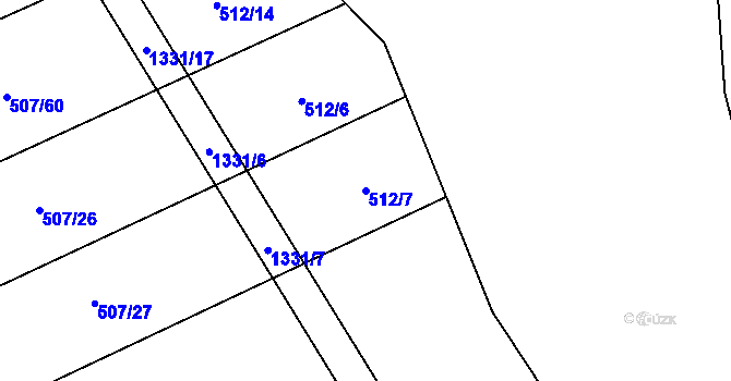 Parcela st. 512/7 v KÚ Hořetice, Katastrální mapa