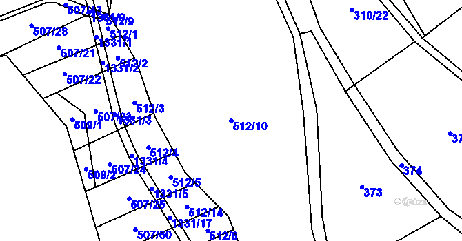 Parcela st. 512/10 v KÚ Hořetice, Katastrální mapa