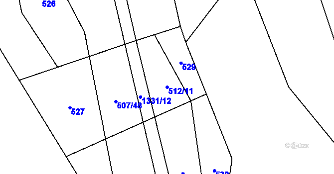 Parcela st. 512/11 v KÚ Hořetice, Katastrální mapa