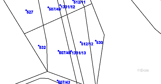 Parcela st. 512/12 v KÚ Hořetice, Katastrální mapa