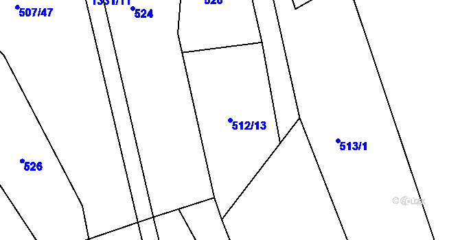 Parcela st. 512/13 v KÚ Hořetice, Katastrální mapa