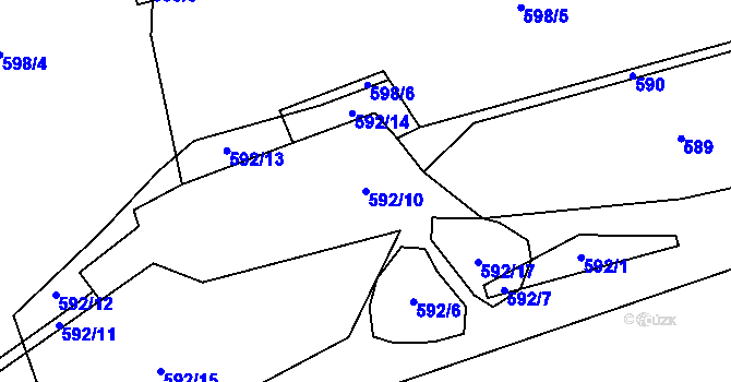 Parcela st. 592/10 v KÚ Hořetice, Katastrální mapa