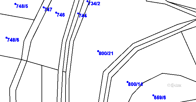 Parcela st. 800/21 v KÚ Hořetice, Katastrální mapa