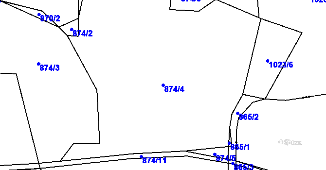 Parcela st. 874/4 v KÚ Hořetice, Katastrální mapa