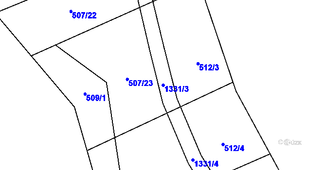 Parcela st. 1331/3 v KÚ Hořetice, Katastrální mapa