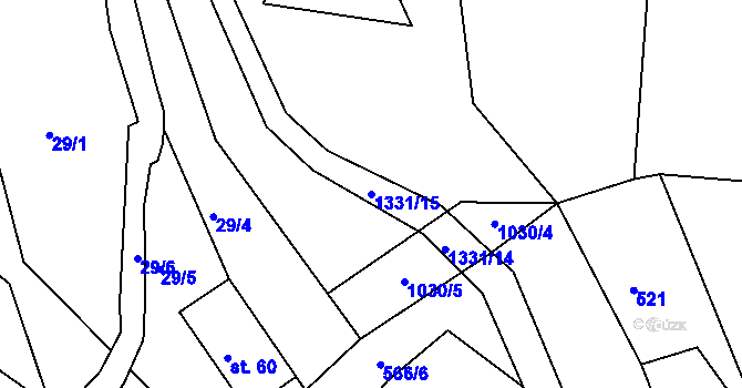 Parcela st. 1331/15 v KÚ Hořetice, Katastrální mapa