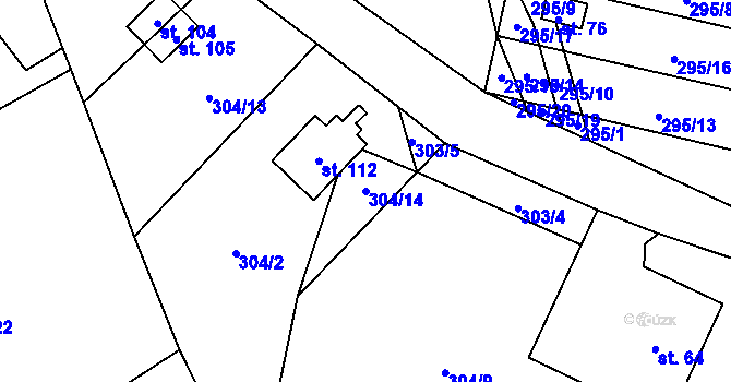 Parcela st. 304/14 v KÚ Hořice u Humpolce, Katastrální mapa