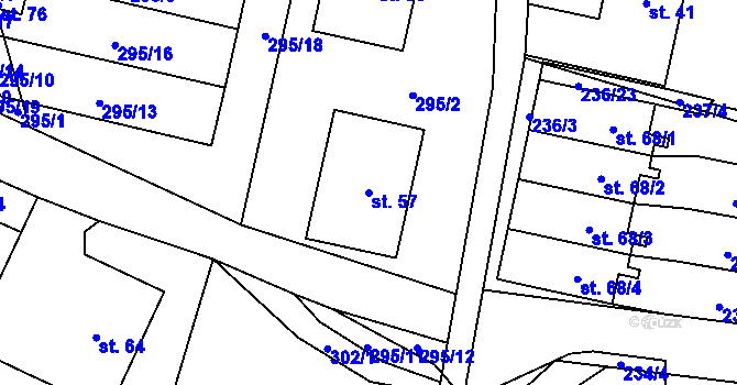Parcela st. 57 v KÚ Hořice u Humpolce, Katastrální mapa